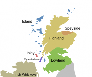 スコットランドの主要産地を示した地図