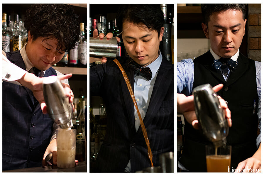 左から清水宥介さん(Bar Nave)、西山圭さん(Bar jiji)、辻英和さん(Scotch&Branch)