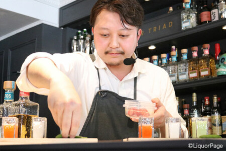 優勝した山川俊太氏のアルトス・バンデラには枝豆のペーストが使用された。 山川俊太氏(Cocktailante OBORO、東京)